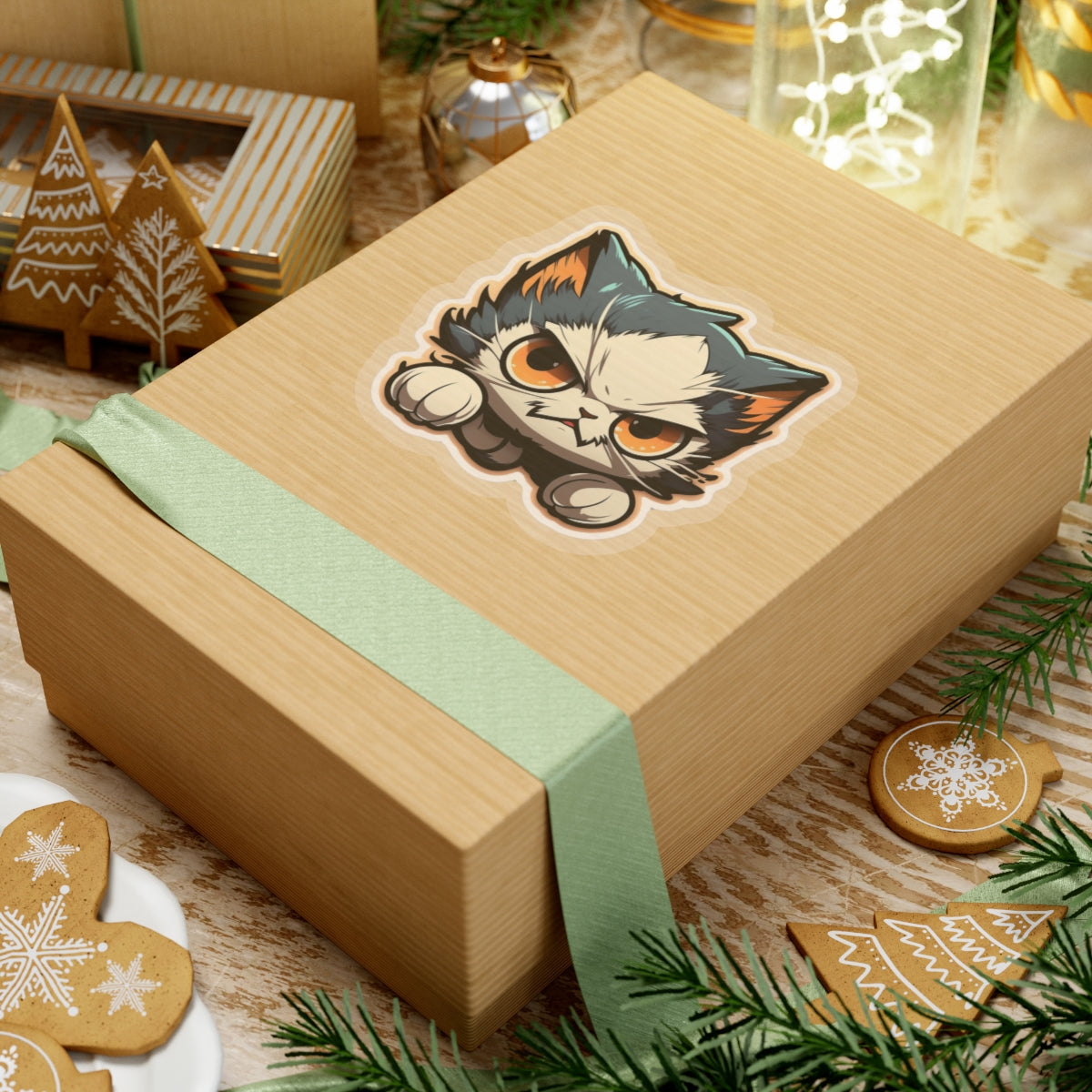 Kiss-Cut Sticker of cute funny anime cat kitten for your collection