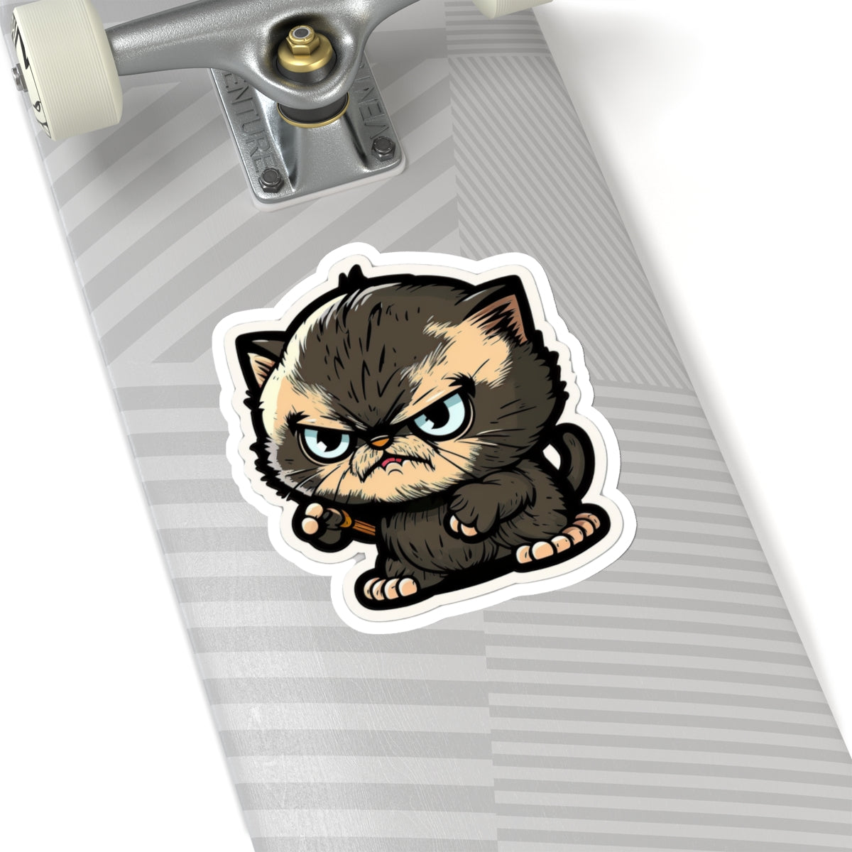 Kiss-Cut Sticker of cute funny angry anime cat kitten for your collection