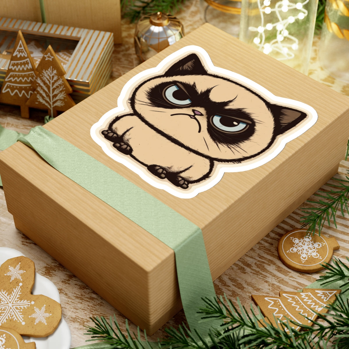 Kiss-Cut Sticker of cute funny siamise cat kitten for your collection