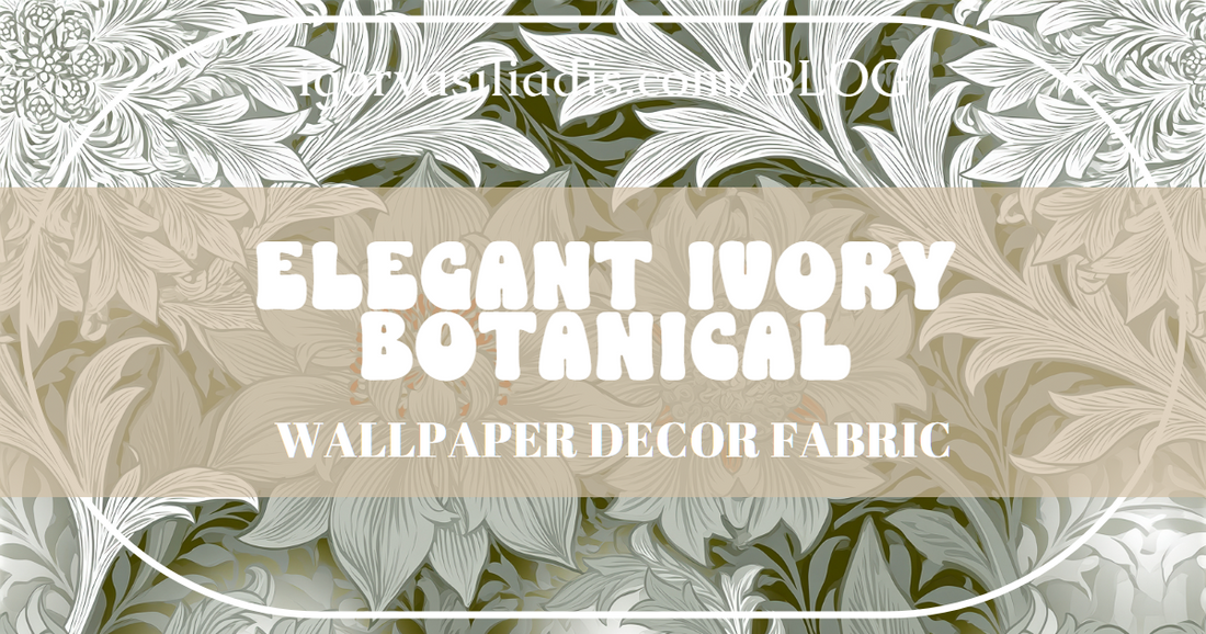 Elegant Ivory Botanical Wallpaper & Fabric: Timeless Nature-Inspired Style for Refined Interiors