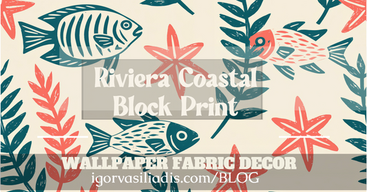 Riviera Coastal Block Print Wallpaper & Fabric