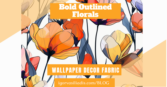 Chic Bold Outlined Floral wallpaper and fabric collection by Igor Vasiliadis