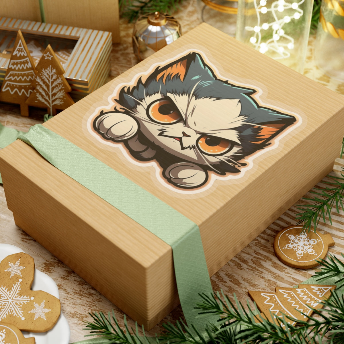 Kiss-Cut Sticker of cute funny anime cat kitten  for your collection