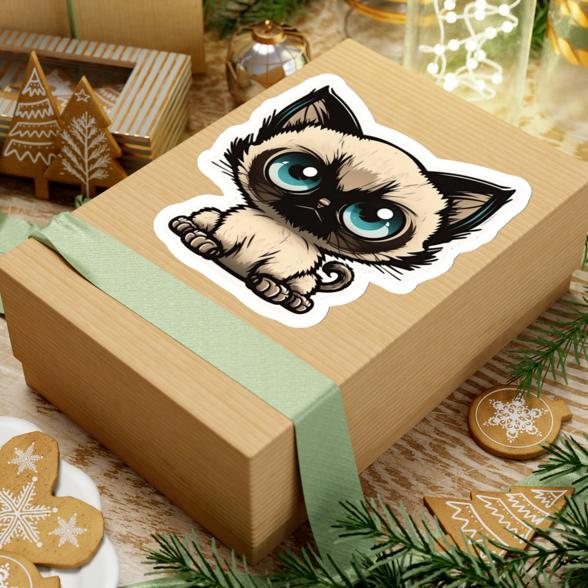 Kiss-Cut Sticker of cute funny siamise cat kitten  for your collection