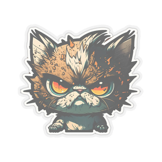 Kiss-Cut Sticker of cute funny angry anime cat kitten  for your collection