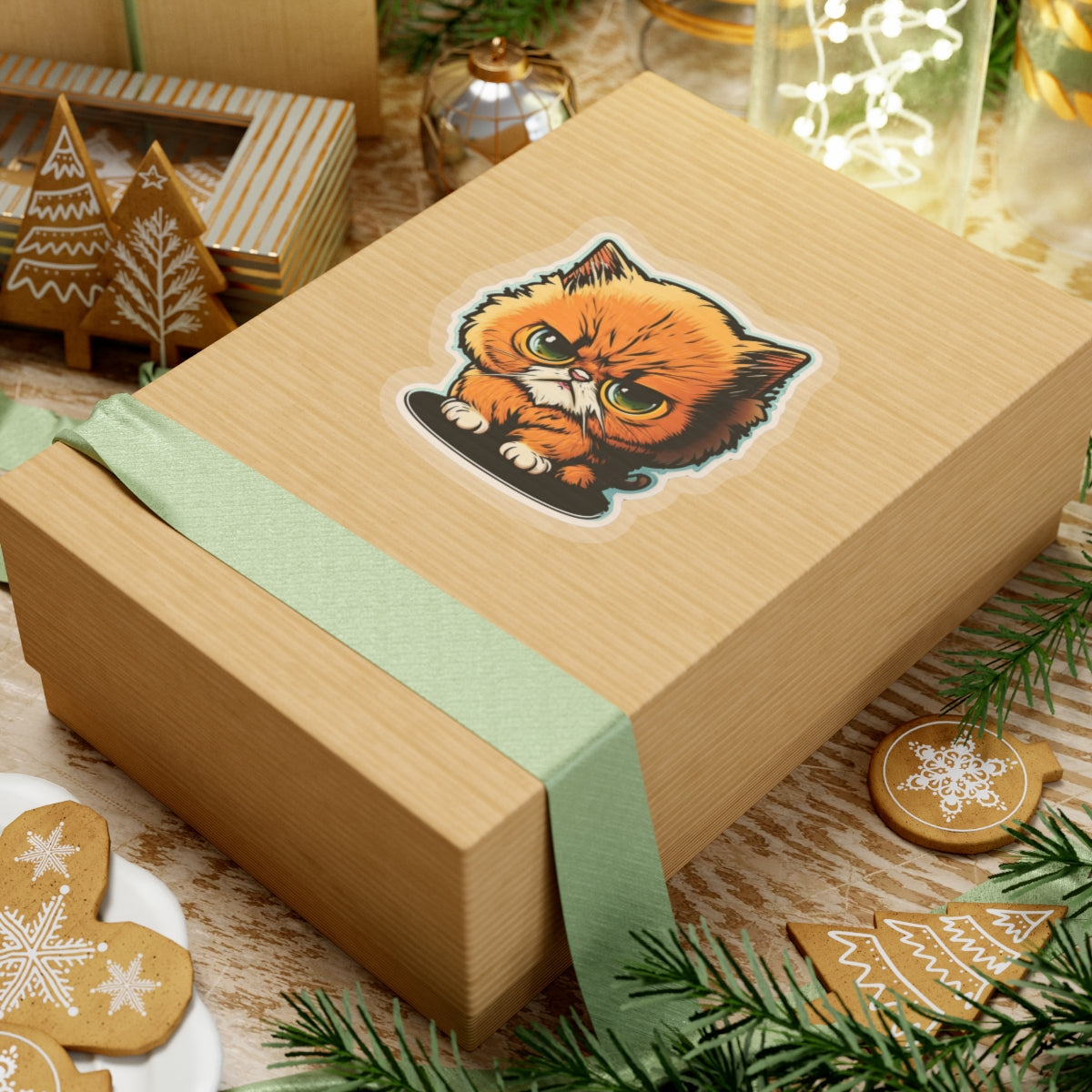 Kiss-Cut Sticker of cute funny angry cat kitten  for your collection