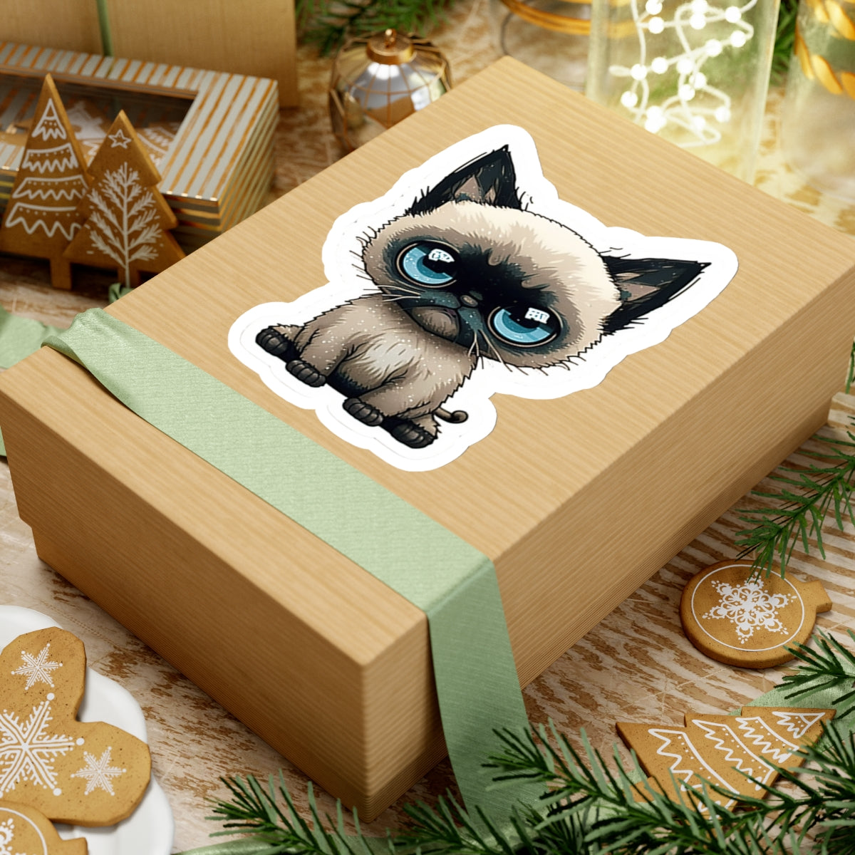 Kiss-Cut Sticker of cute funny siamise cat kitten  for your collection