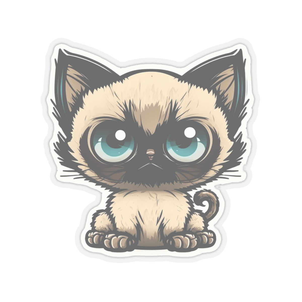 Kiss-Cut Sticker of cute funny siamise cat kitten  for your collection