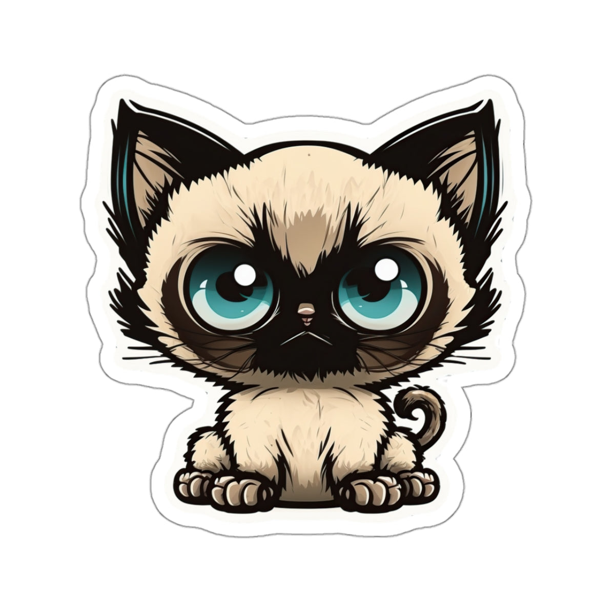 Kiss-Cut Sticker of cute funny siamise cat kitten  for your collection