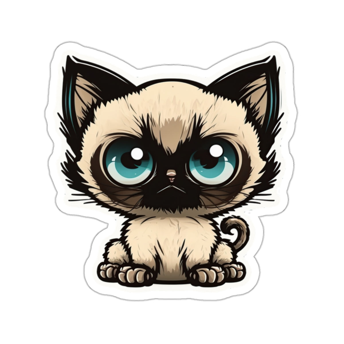 Kiss-Cut Sticker of cute funny siamise cat kitten  for your collection
