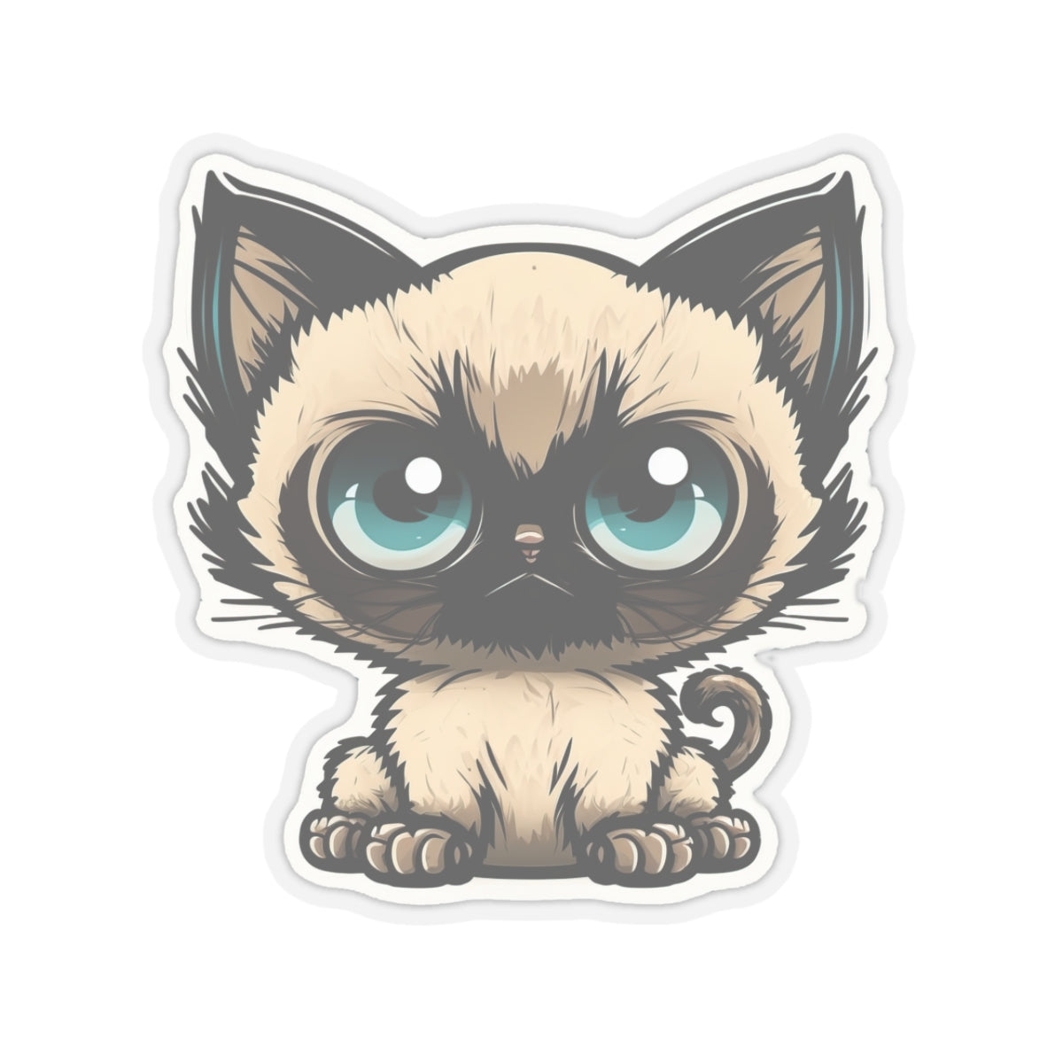 Kiss-Cut Sticker of cute funny siamise cat kitten  for your collection