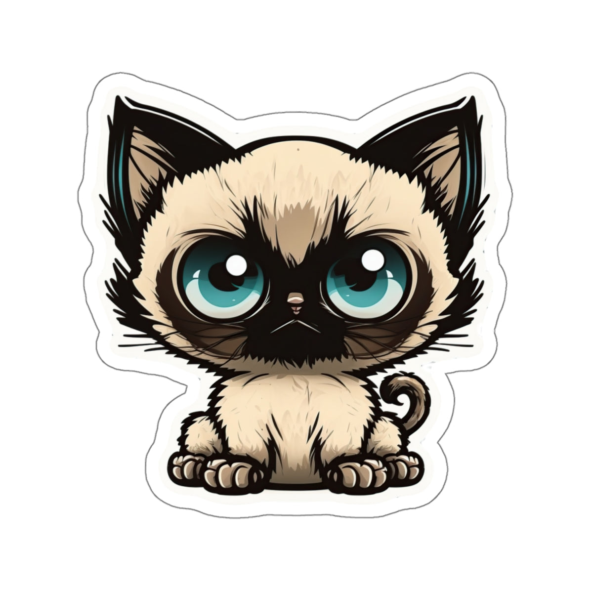 Kiss-Cut Sticker of cute funny siamise cat kitten  for your collection