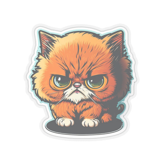 Kiss-Cut Sticker of cute funny angry cat kitten  for your collection