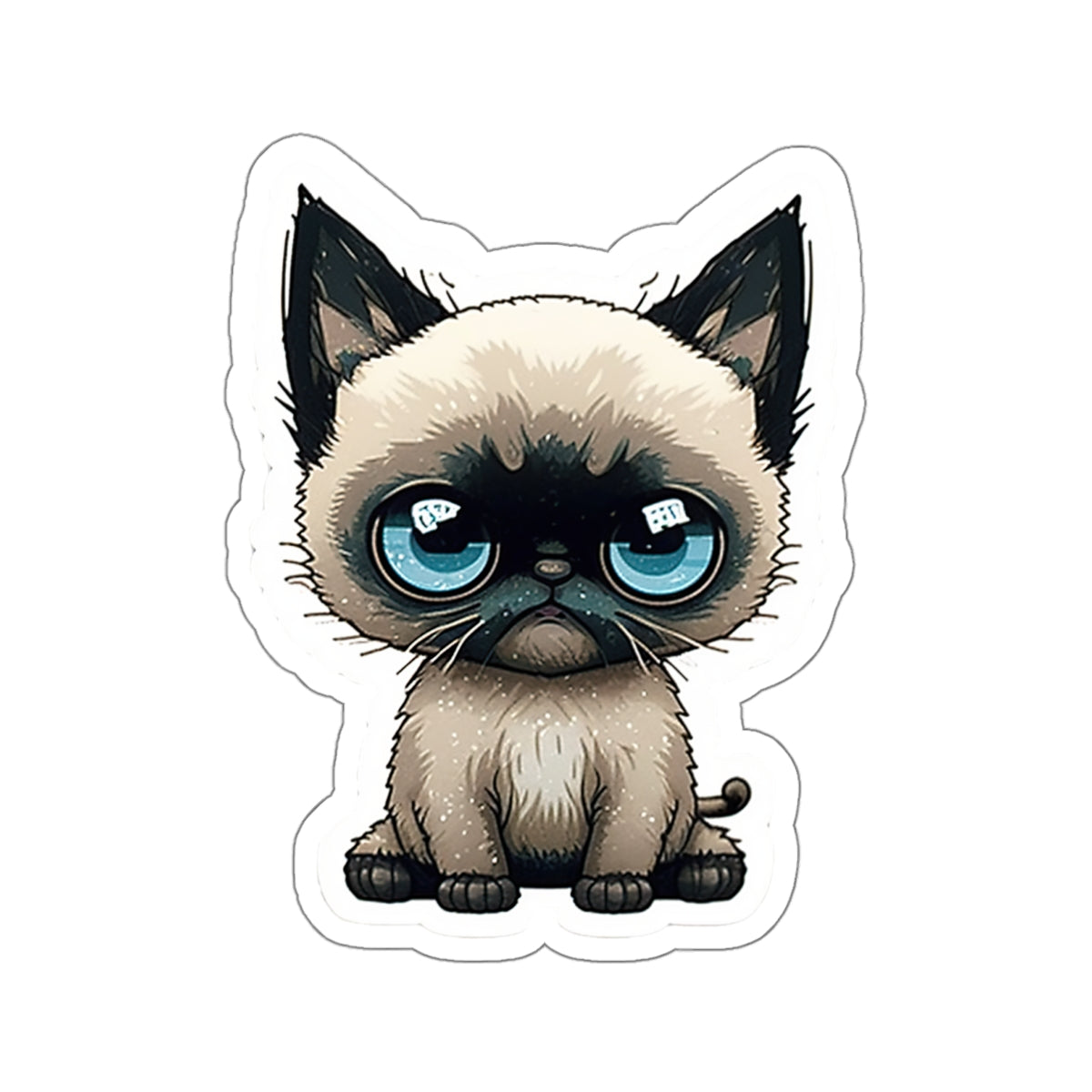 Kiss-Cut Sticker of cute funny siamise cat kitten  for your collection