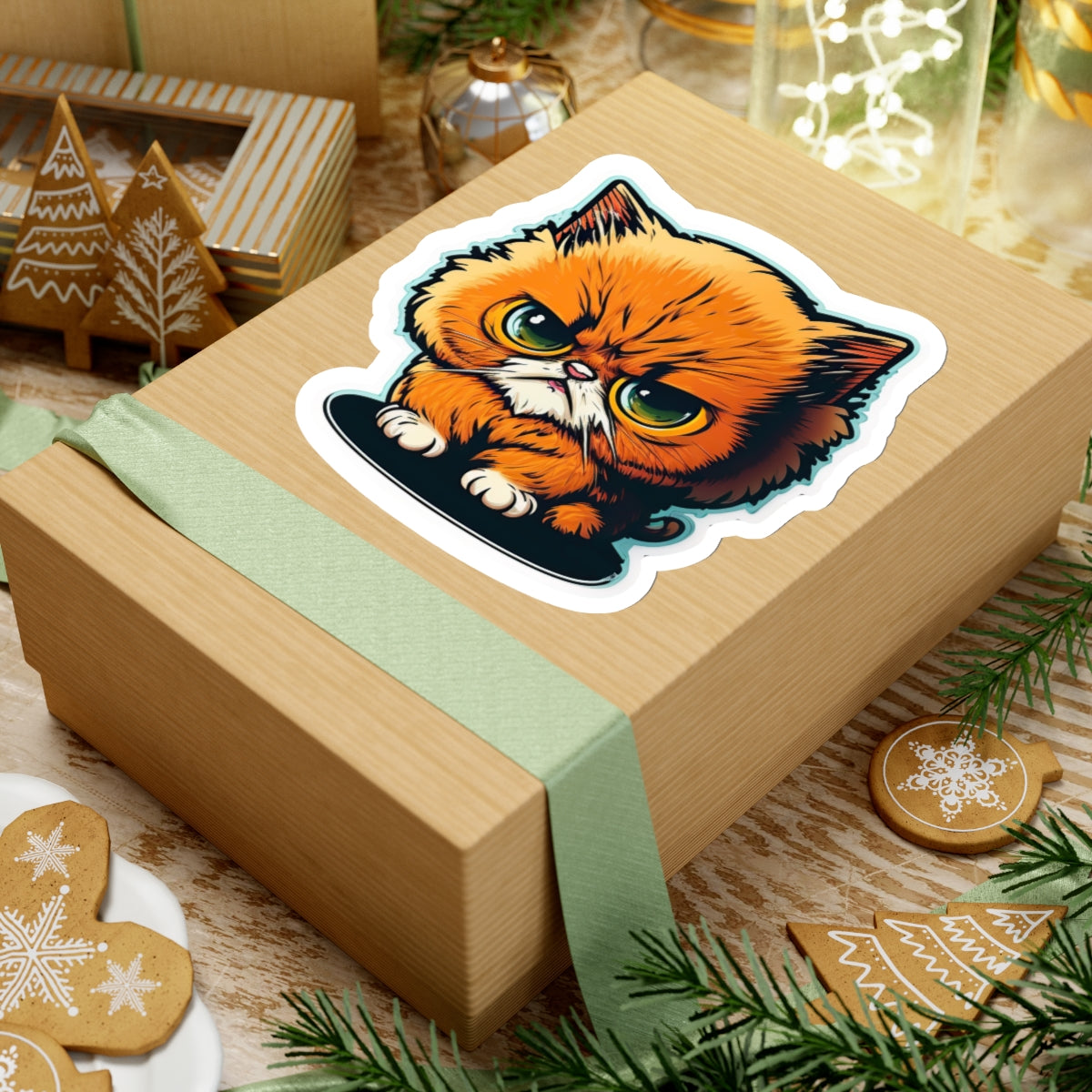 Kiss-Cut Sticker of cute funny angry cat kitten  for your collection