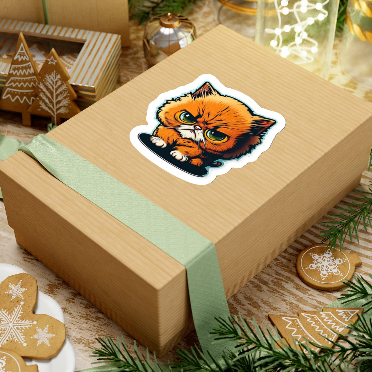 Kiss-Cut Sticker of cute funny angry cat kitten  for your collection