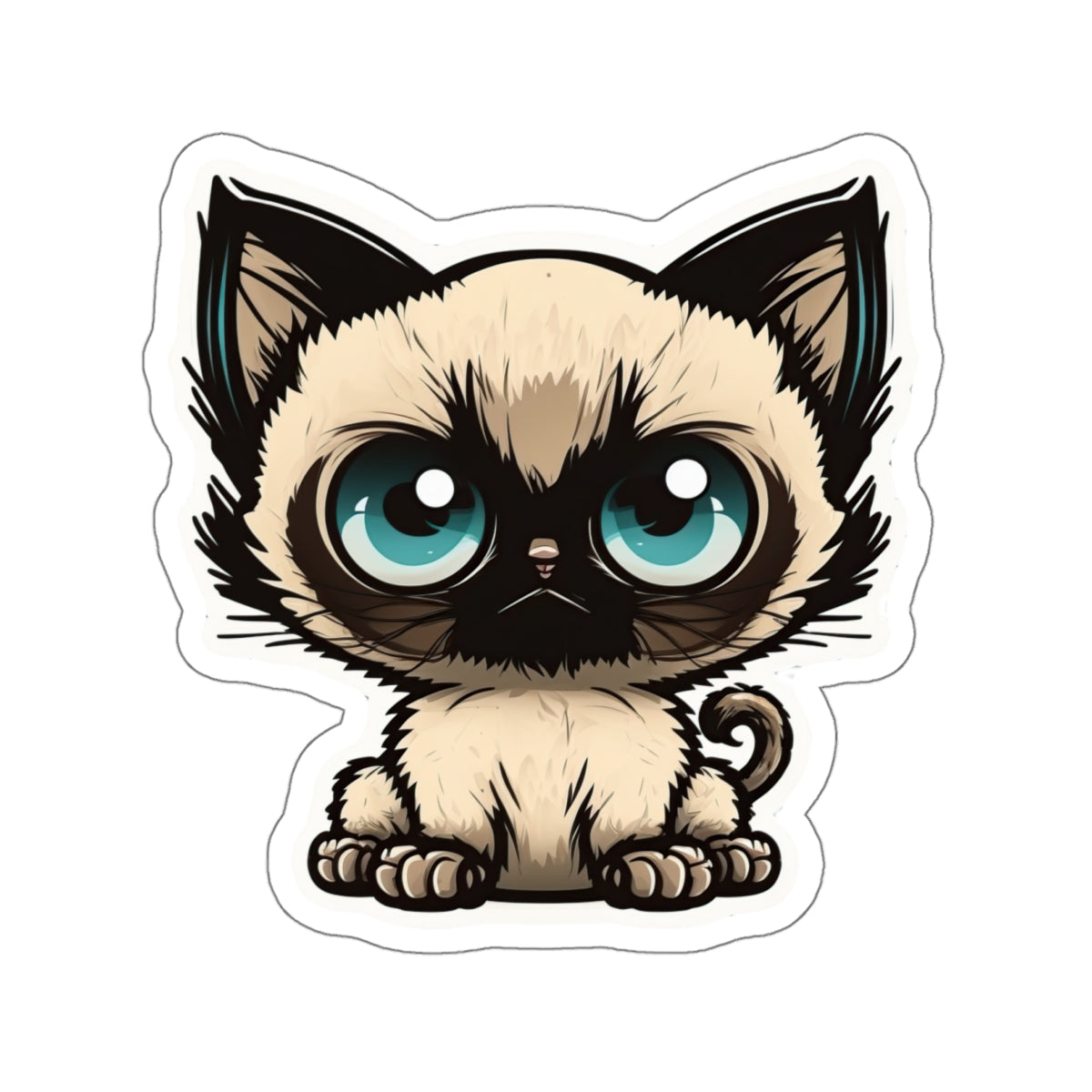 Kiss-Cut Sticker of cute funny siamise cat kitten  for your collection