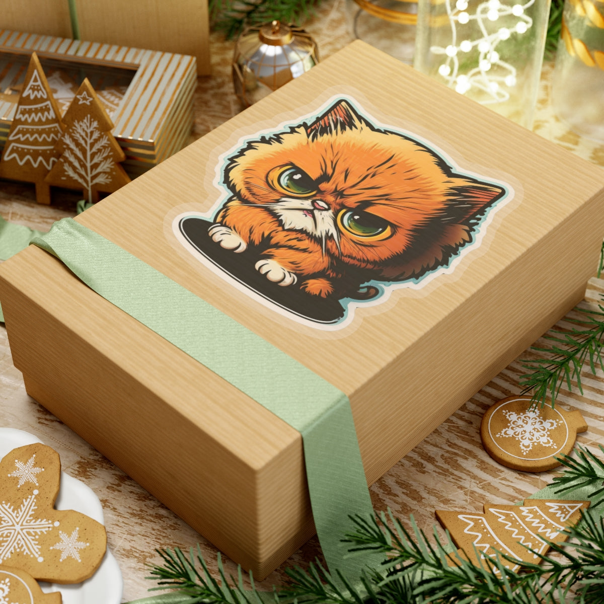 Kiss-Cut Sticker of cute funny angry cat kitten  for your collection