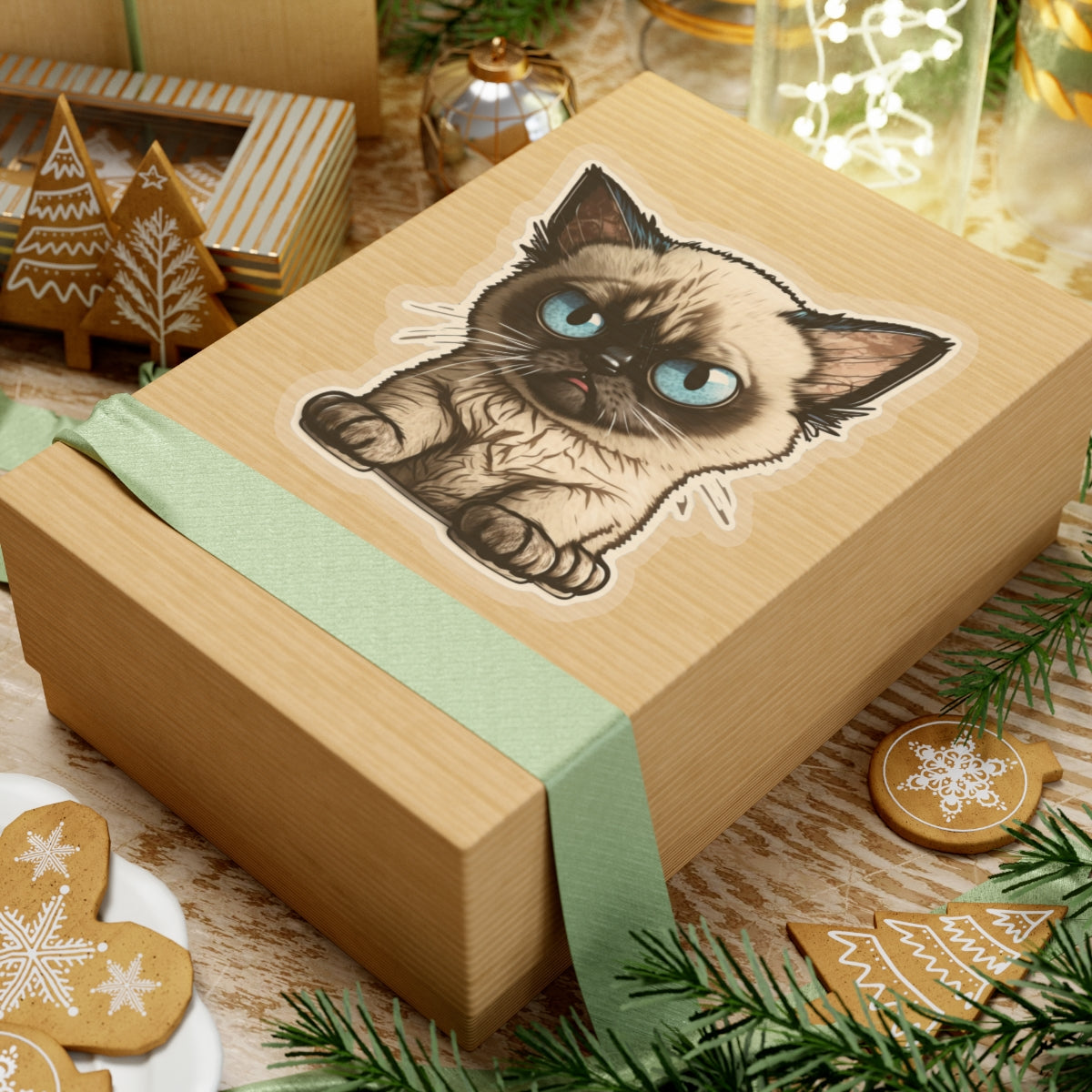 Kiss-Cut Sticker of cute funny siamise cat kitten  for your collection