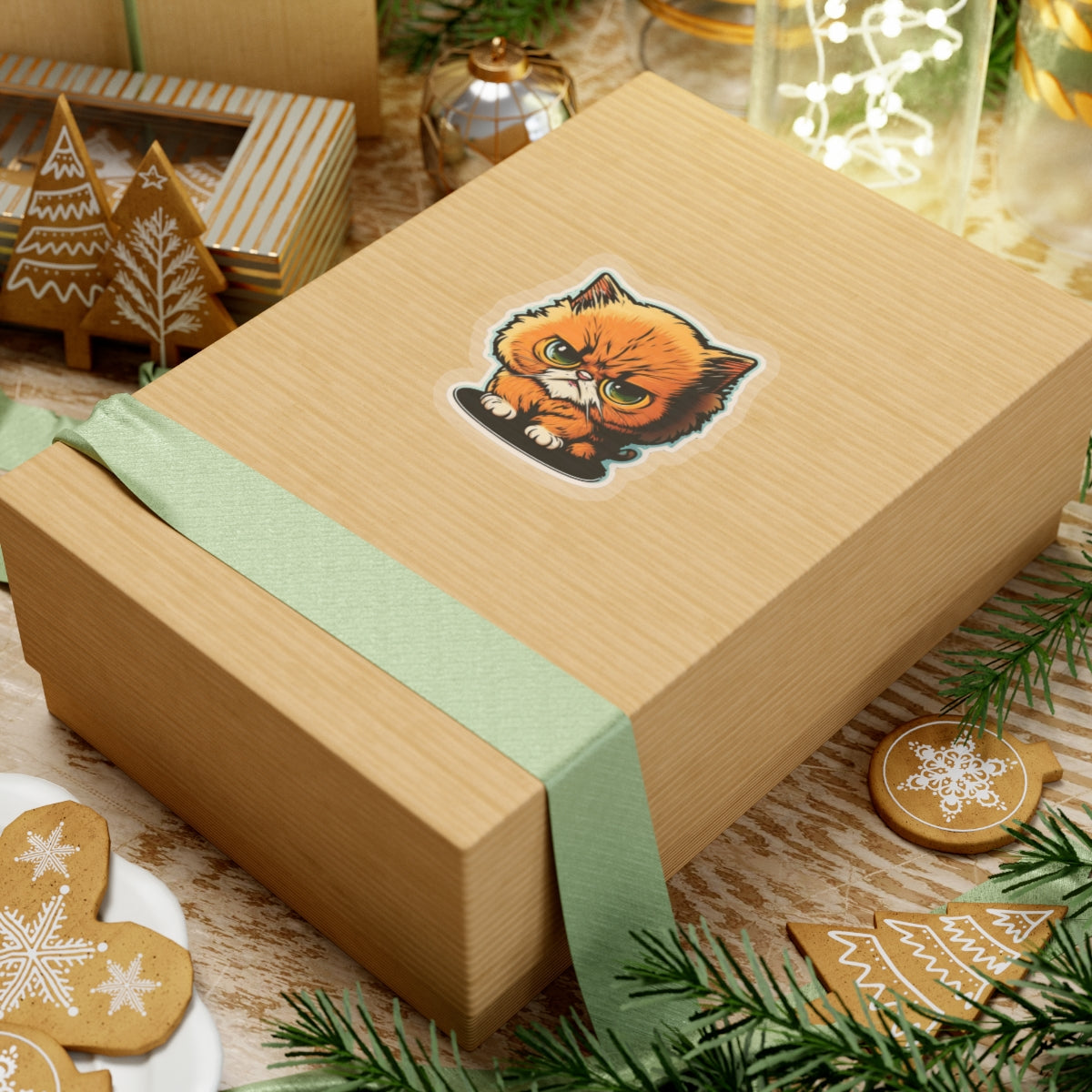 Kiss-Cut Sticker of cute funny angry cat kitten  for your collection