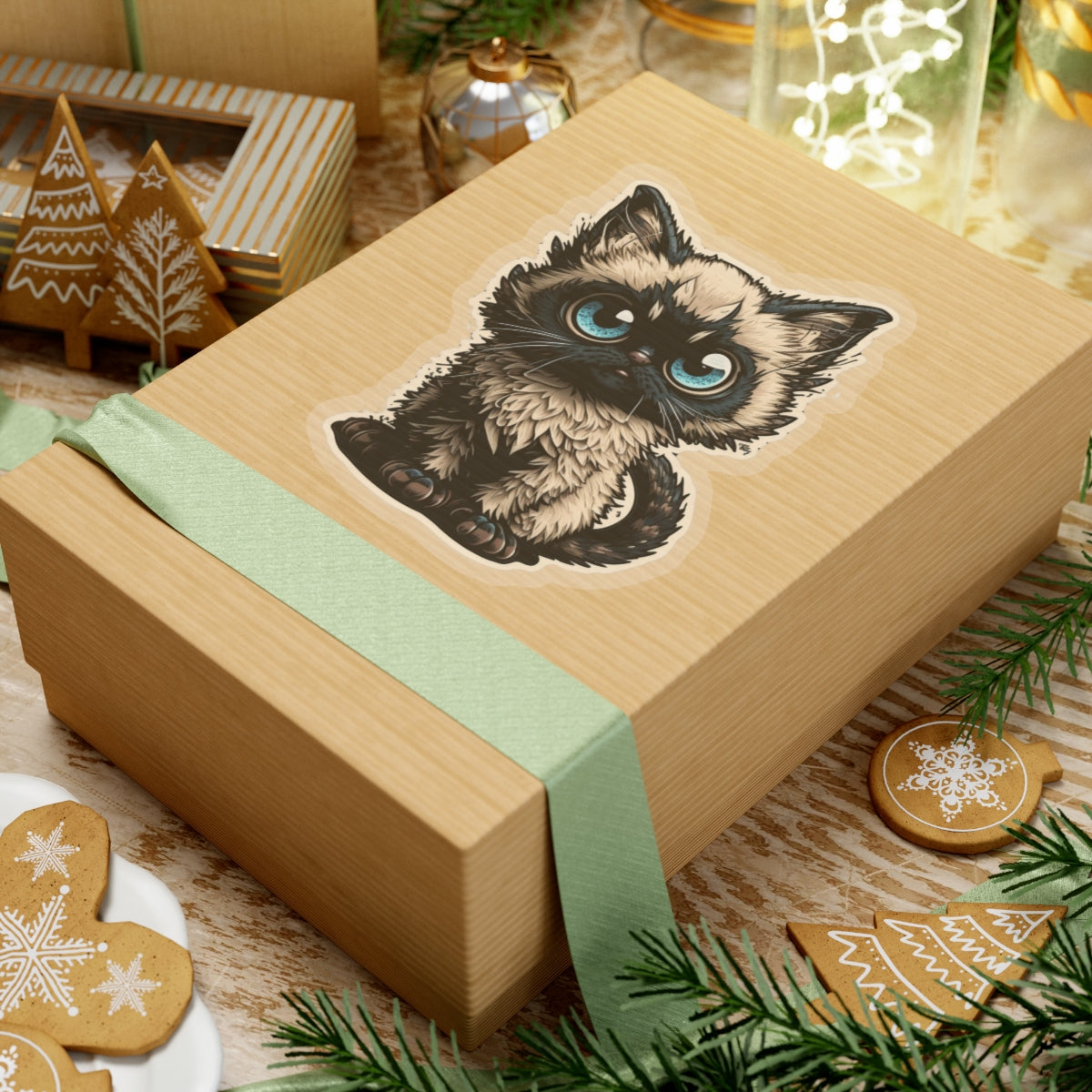 Kiss-Cut Sticker of cute funny siamise cat kitten  for your collection