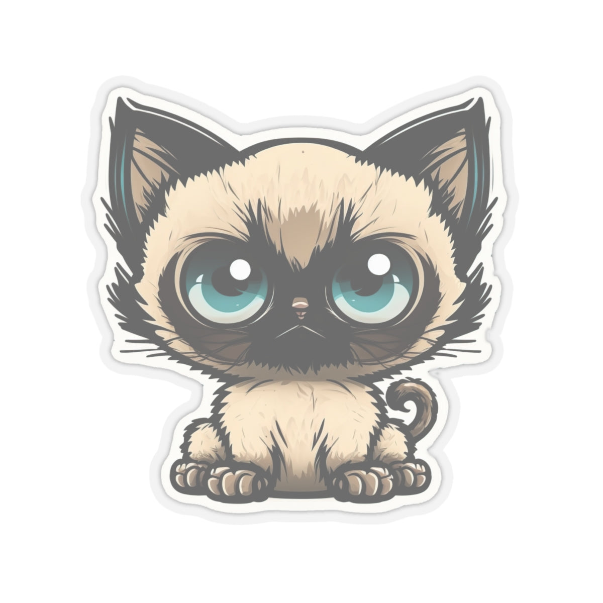Kiss-Cut Sticker of cute funny siamise cat kitten  for your collection