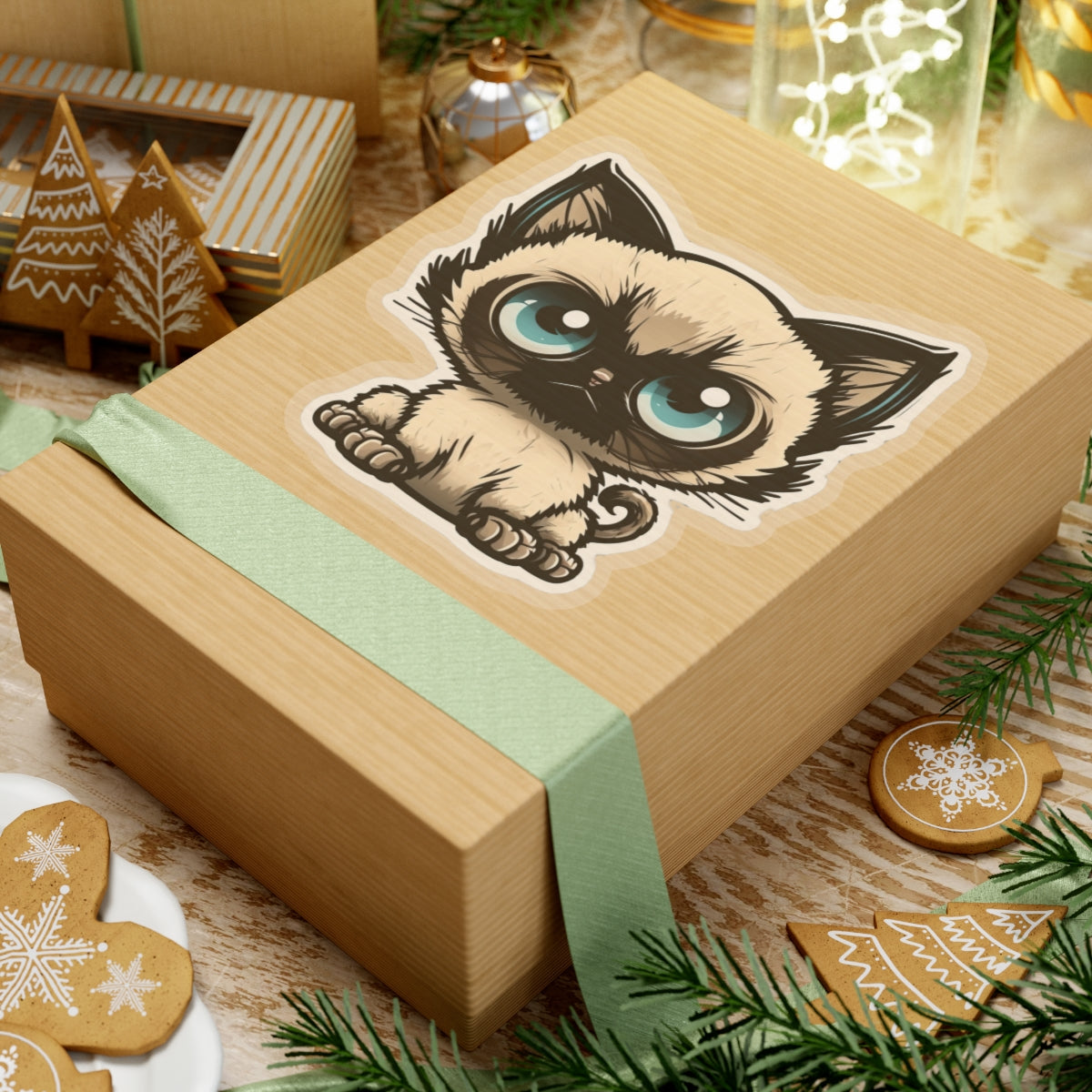 Kiss-Cut Sticker of cute funny siamise cat kitten  for your collection