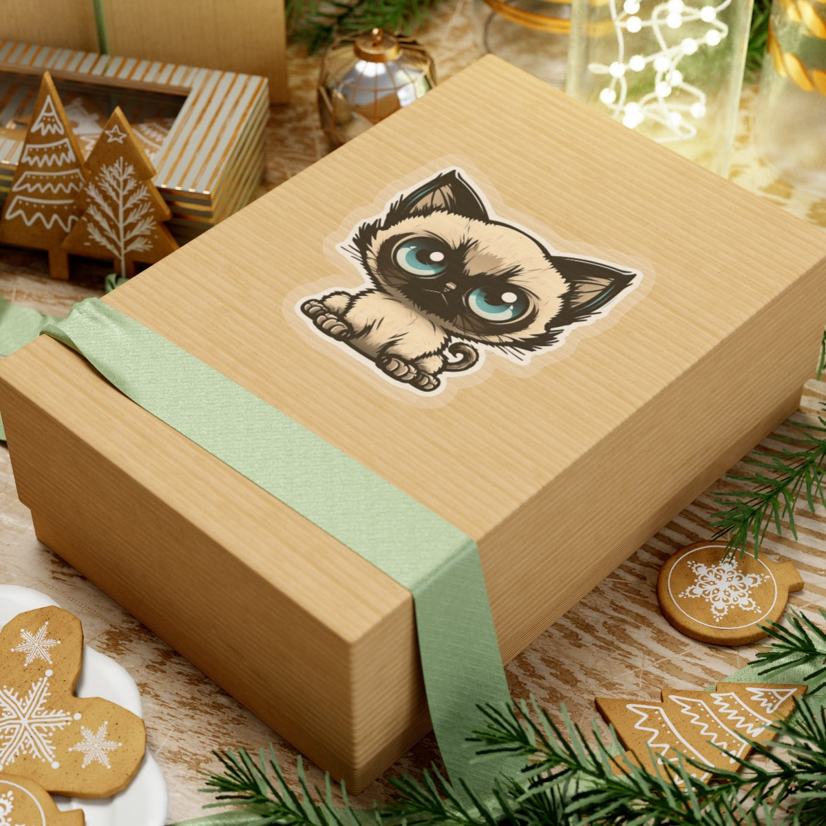 Kiss-Cut Sticker of cute funny siamise cat kitten  for your collection