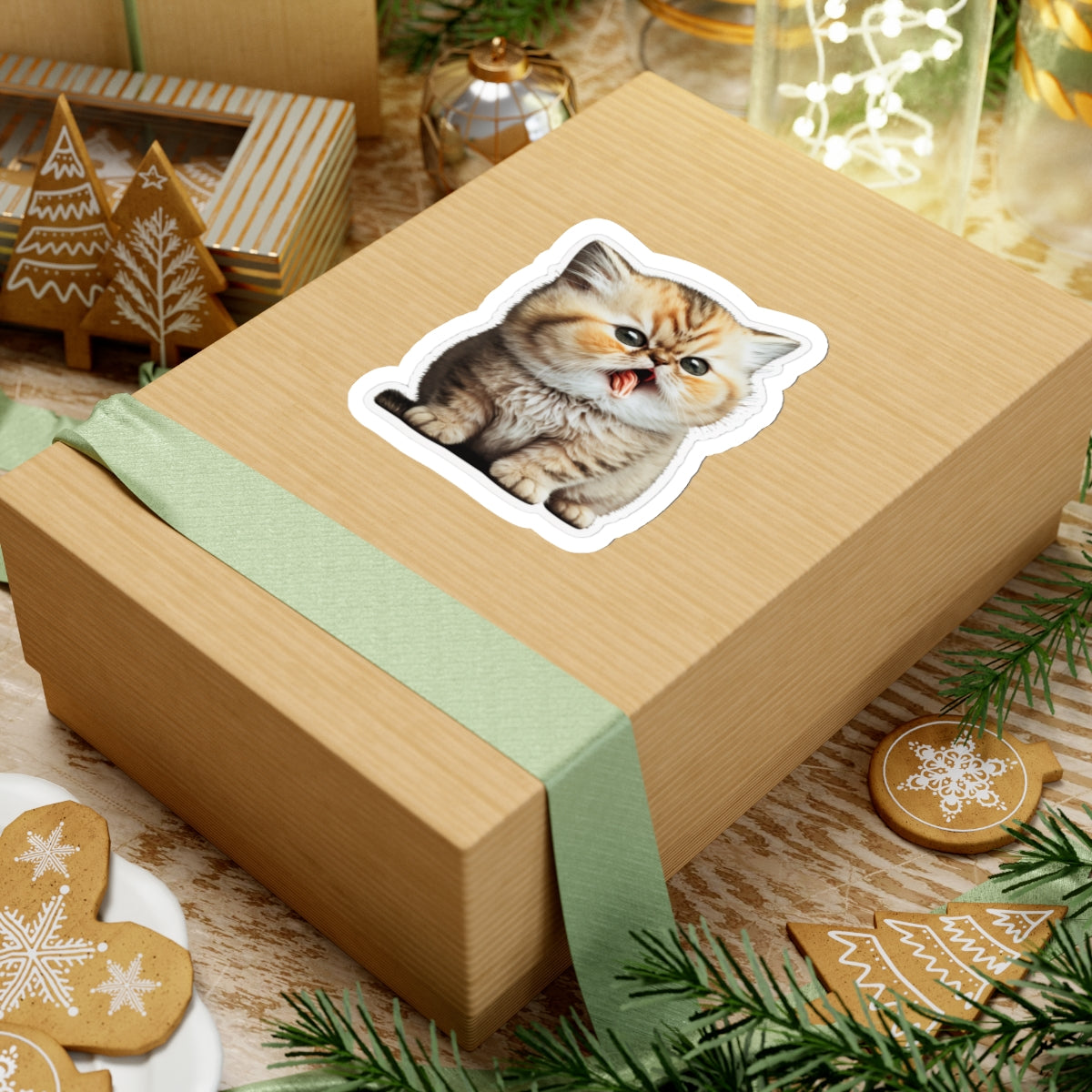 Kiss-Cut Sticker of cute funny golden chinchilla cat kitten  for your collection