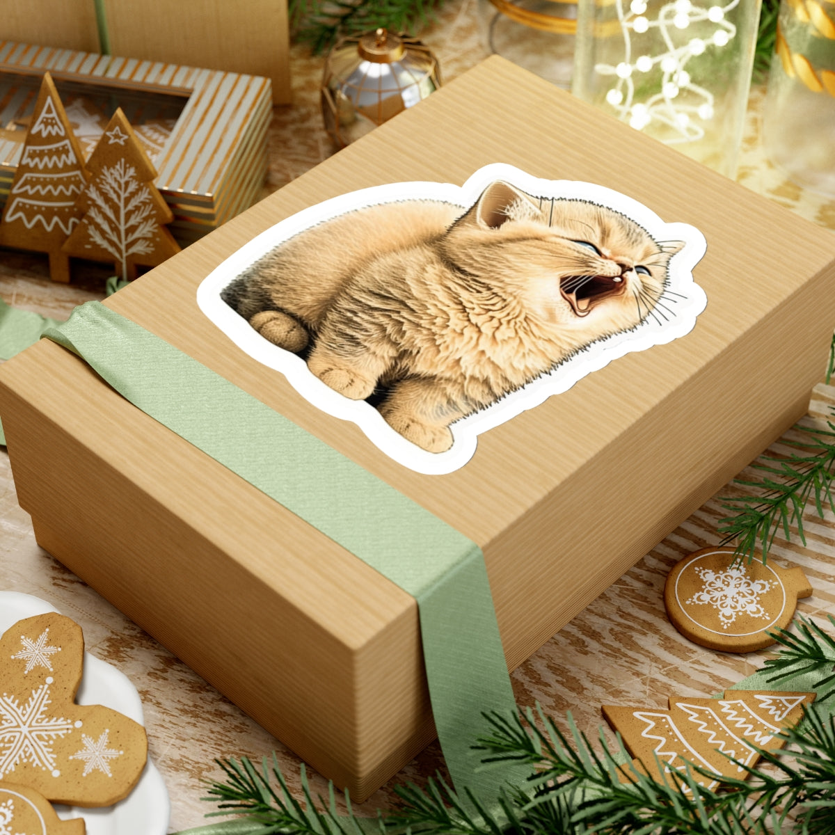 Kiss-Cut Sticker of cute funny golden chinchilla cat kitten  for your collection