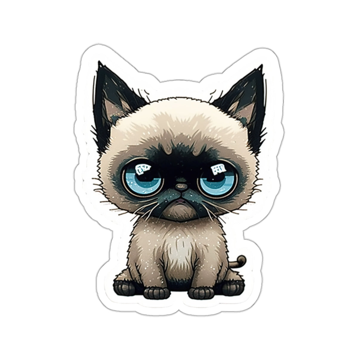 Kiss-Cut Sticker of cute funny siamise cat kitten  for your collection