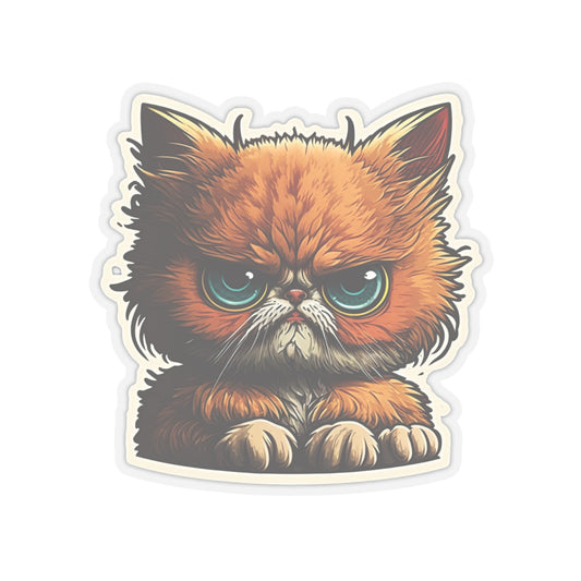 Kiss-Cut Sticker of cute funny angry red cat kitten for your collection