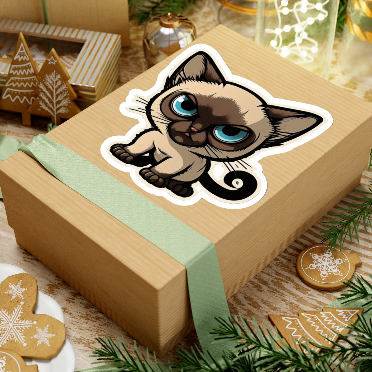 Kiss-Cut Sticker of cute funny siamise cat kitten  for your collection